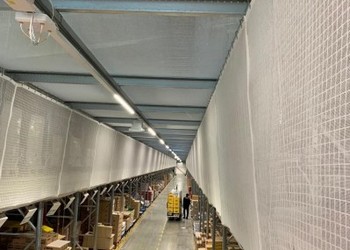 Levering en montage brandvertragende netten Jumbo logistiek magazijn Nieuwegein