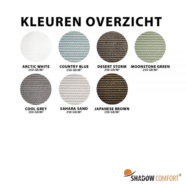 Kleurenoverzicht winddoek 250 gr