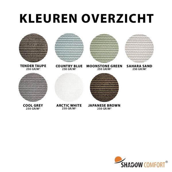 Kleurenoverzicht 250 gram