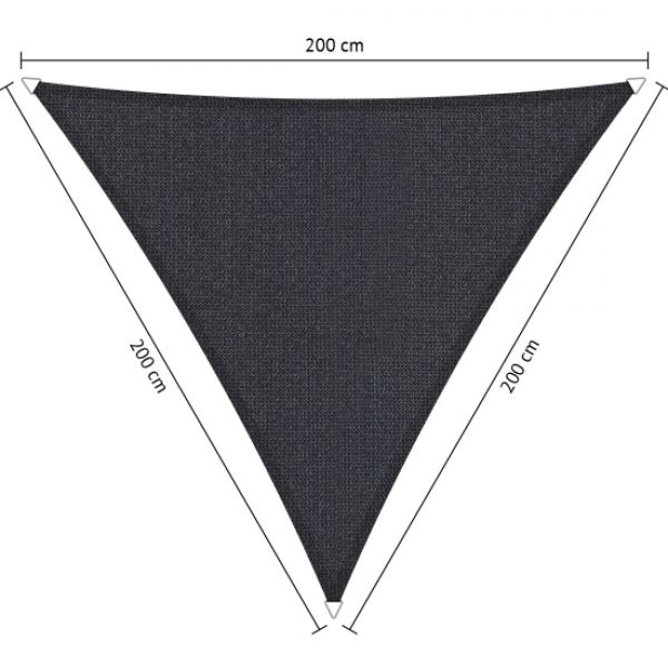 Schaduwdoek Carbon Black (voorkant) driehoek 2x2x2