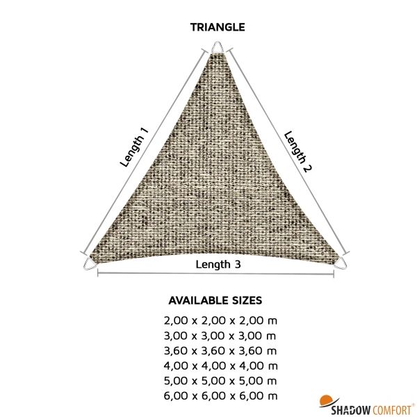 Schaduwdoek Mystic Melange Sand driehoek 2x2x2