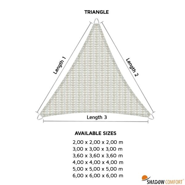 Schaduwdoek Mystic Melange White driehoek 2x2x2