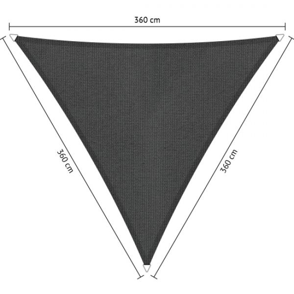 Schaduwdoek Carbon Black (achterkant) driehoek 360x360x360