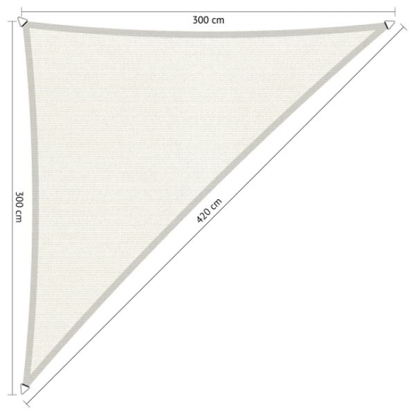 Schaduwdoek Arctic White driehoek 300x300x420