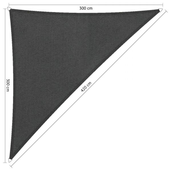 Schaduwdoek Carbon Black (achterkant) driehoek 300x300x420