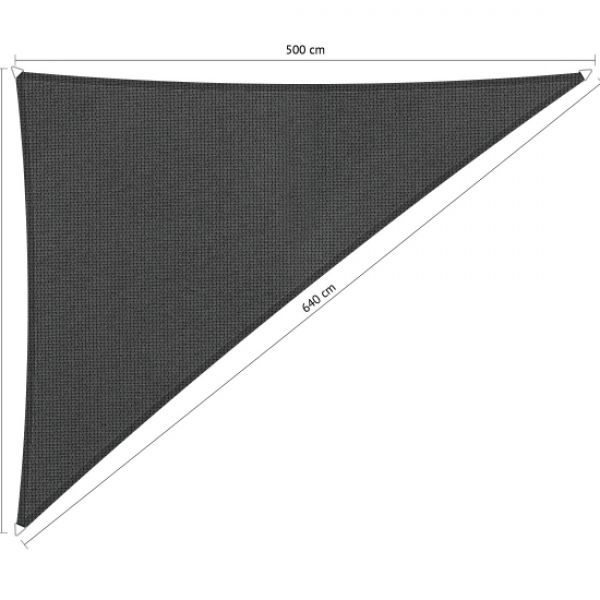 Schaduwdoek Carbon Black (achterkant) driehoek 400x500x640