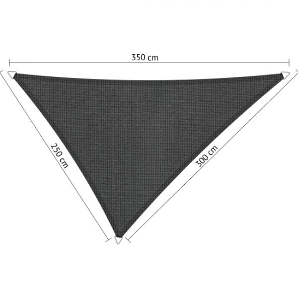 Schaduwdoek Carbon Black (achterkant) driehoek 250x300x350