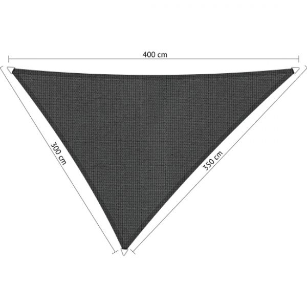 Schaduwdoek Carbon Black (achterkant) driehoek 300x350x400