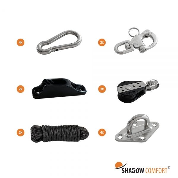 Bevestigingsset Shadow Comfort vierkant Katrolsysteem