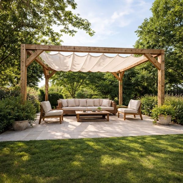 Pergola met harmonicadoek