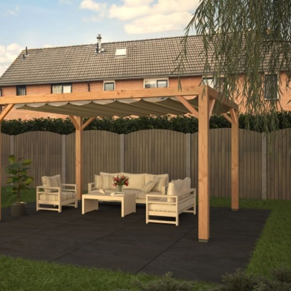 shadow comfort pergola + wave sail sahara sand