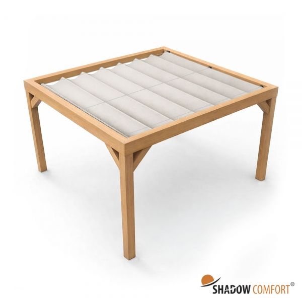 Pergola met harmonicadoek Sahara Sand (3 staalkabels)
