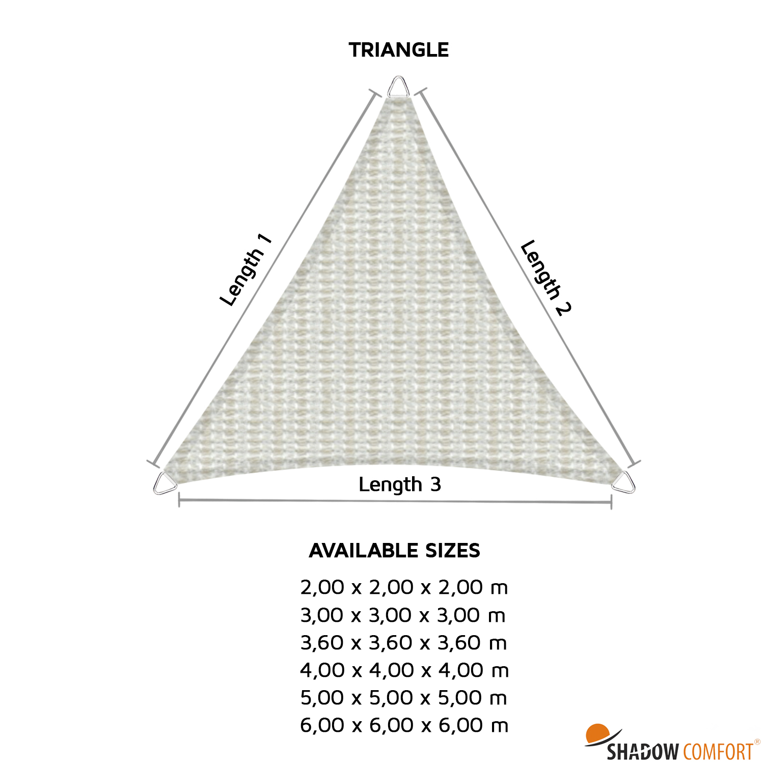 Schaduwdoek driehoek 2x2x2 B.V.